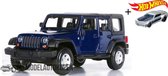 Jeep Wrangler (Blauw/Zwart) (12 cm) 1/32 Bburago + Hot Wheels Miniatuurauto + 3 Unieke Auto Stickers! - Model auto - Schaalmodel - Modelauto - Miniatuur autos - Speelgoed voor kinderen