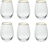 4goodz Petit Salon set Waterglazen 6 stuks inhoud 54cl met Gouden rand - Goud | Transparant