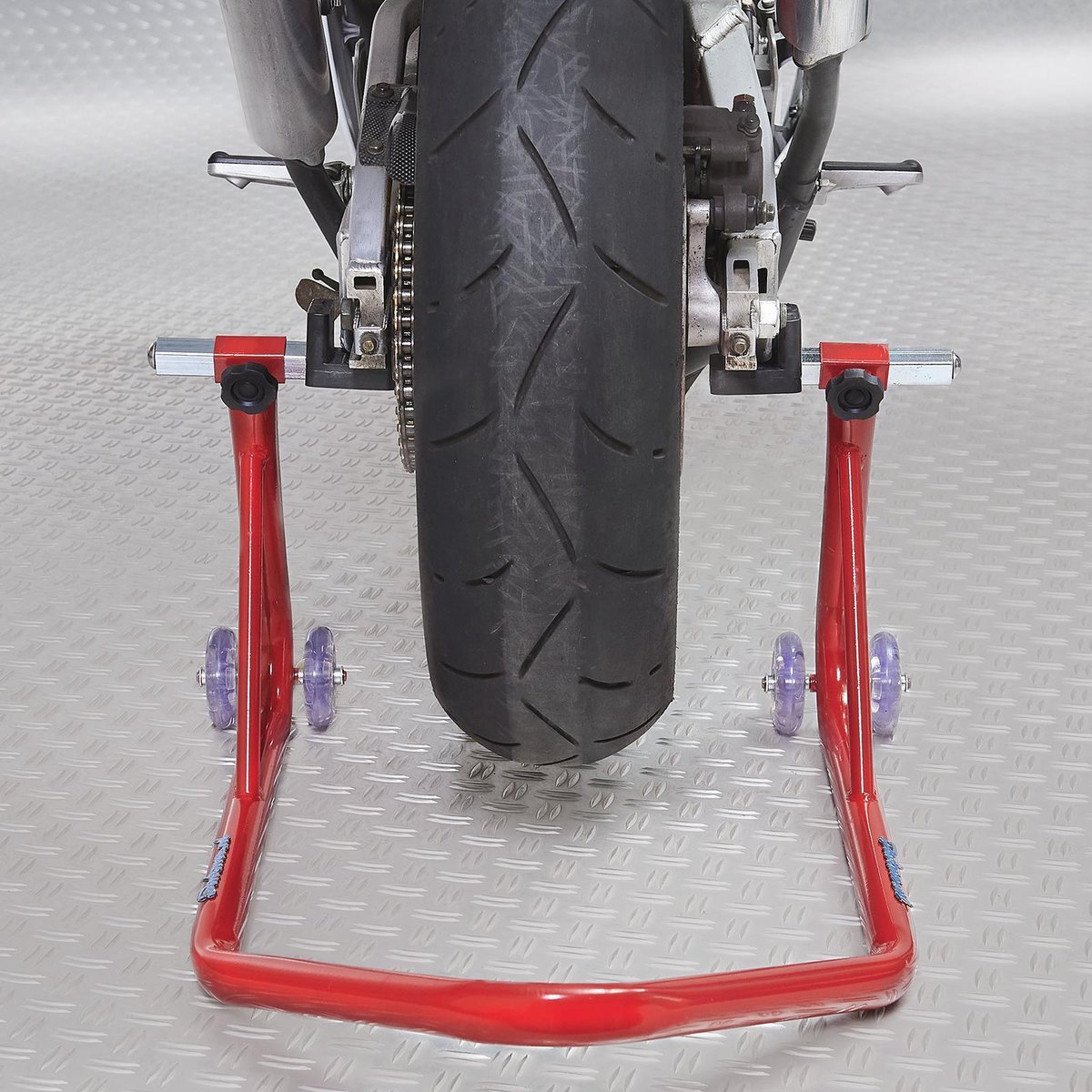 Datona® Paddockstand Xtreme - Motorstandaard - Met Universeel Adaptor - Op Wieltjes - Rood
