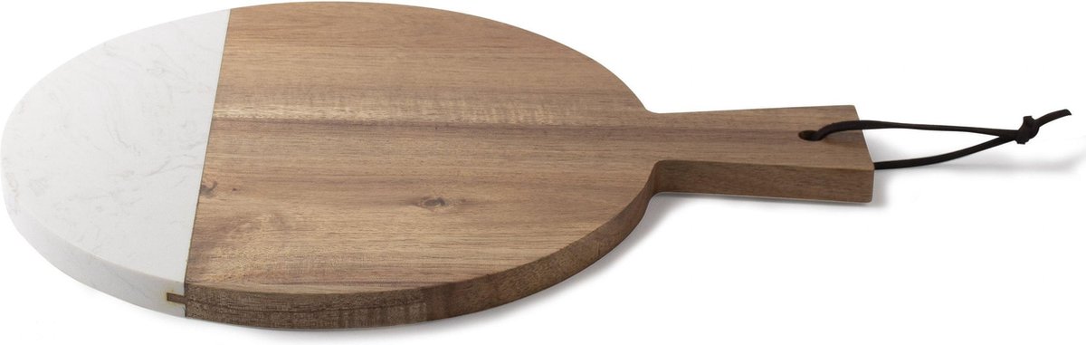 Gusta - Borrelplank - Hout en Marmer - ø25cm