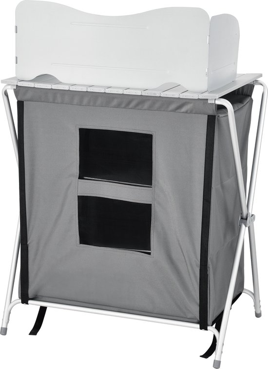 Campingkast opvouwbaar 109,5x70x52 cm donkergrijs