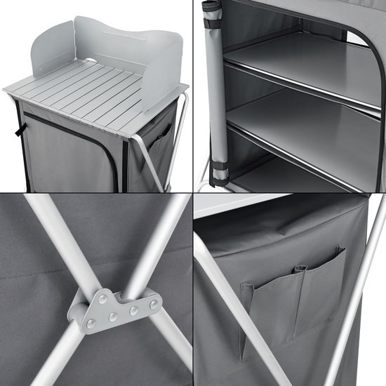 Campingkast opvouwbaar 109,5x70x52 cm donkergrijs