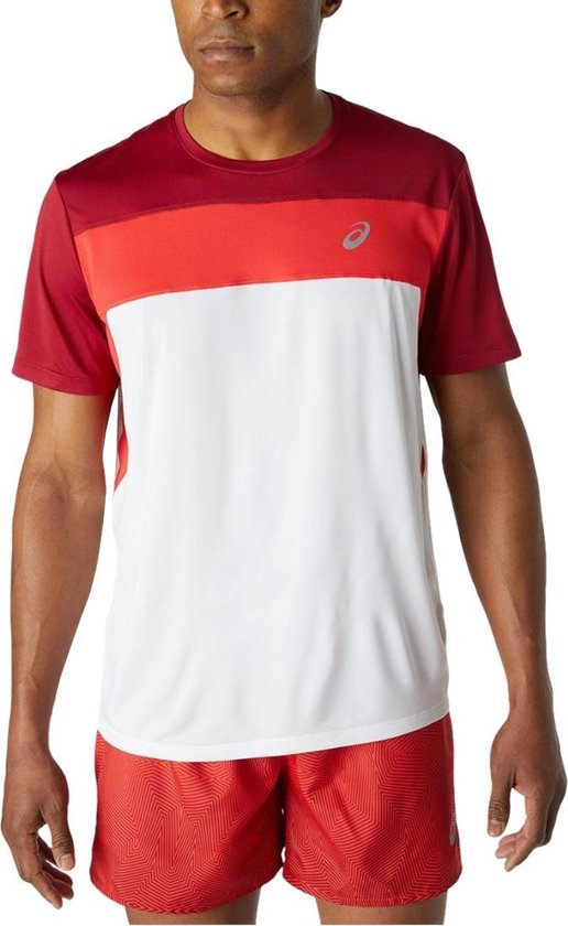 ASICS Race Shirt Hommes - blanc/rouge - taille M