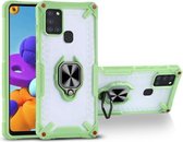 Matte TPU + PC magnetische schokbestendige hoes met ringhouder voor Samsung Galaxy A21s (grasgroen)