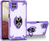 Matte TPU + PC magnetische schokbestendige hoes met ringhouder voor Samsung Galaxy A12 (paars)