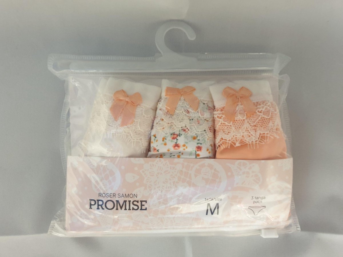Promise - Sweet Basics String 3-Pack Zalm - maat M - Wit/Oranje