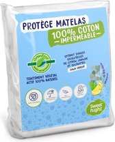 SWEET NIGHT Beschermer waterdichte matras anti-mijten Greenfirst groentebehandeling - 140 x 190/200 cm - Wit