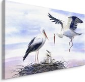 Peinture - Cigogne avec nid, couleurs aquarelle, 4 tailles, prix compétitif