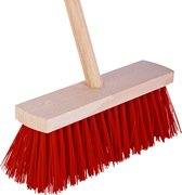Talen Tools - Bezem - Rood - Harde haren - Houten steel - 120 centimeter