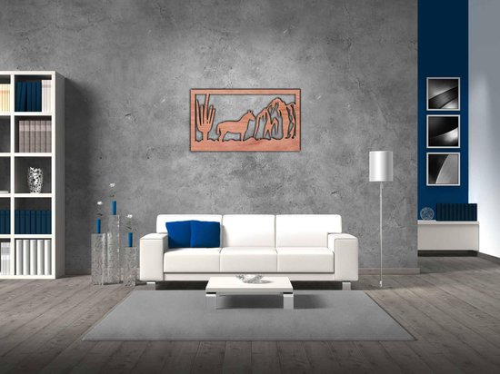 Décoration murale - Panneau mural - cheval sauvage - XS - 17x30cm - Contreplaqué - décoration murale - Line Art