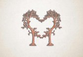Wanddecoratie - Bomen in vorm van hart liefde - M - 60x69cm - Multiplex - muurdecoratie - Line Art