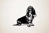 Wanddecoratie - Hond - Basset Hound 1 - S - 45x50cm - Zwart - muurdecoratie - Line Art