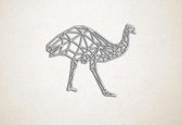 Line Art - Struisvogel 1 - S - 45x57cm - Wit - geometrische wanddecoratie