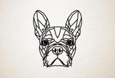 Line Art - Hond - Franse Bulldog - M - 72x60cm - Zwart - geometrische wanddecoratie