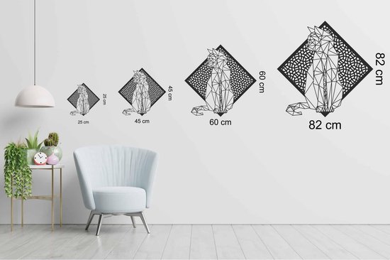 Line Art - Cat 5 avec fond - M - 60x60cm - décoration murale géométrique