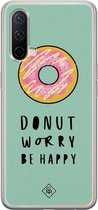 OnePlus Nord CE 5G hoesje siliconen - Donut worry | OnePlus Nord CE case | Roze | TPU backcover transparant