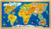 Houten puzzel - Frame Puzzel "Wereldkaart" - Kinderpuzzel 3 jaar