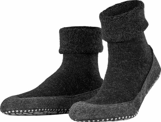 FALKE Dames Stopper sokken Cosyshoe Invisible W Hp wol Noppen op de zool 1 paar, Grijs Anthracite Melange 3082, 37/38 EU