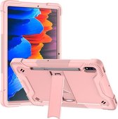 Voor Samsung Galaxy Tab S7 Silicone + PC Schokbestendige beschermhoes met houder (roségoud)