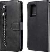 Voor OPPO Reno6 5G Mode Kalf Textuur Rits Horizontale Flip Lederen Case met Houder & Kaartsleuven & Portemonnee (Zwart)