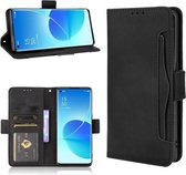 Voor OPPO Reno6 Pro + 5G Huid Voelen Kalf Patroon Horizontale Flip Lederen Case met Houder & Kaartsleuven & Fotolijst (Zwart)