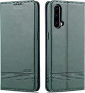Voor OnePlus Nord CE 5G AZNS Magnetische Kalf Textuur Horizontale Flip Leather Case met Kaartsleuven & Houder & Portemonnee (Donkergroen)