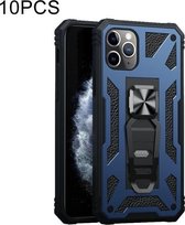 10 PCS Variety Armor TPU + PC Schokbestendige magnetische beschermhoes met opvouwbare cliphouder voor iPhone 11 Pro (marineblauw)