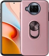 Voor Xiaomi Redmi Note 9 Pro 5G 360 Roterende Multifunctionele Stent PC + TPU Case met Magnetische Onzichtbare Houder (Rose Goud)