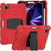 3-laags beschermingsschermframe + pc + siliconen schokbestendige combinatiehoes met houder voor iPad Pro 11 2021 / 2020 / 2018 (rood + zwart)