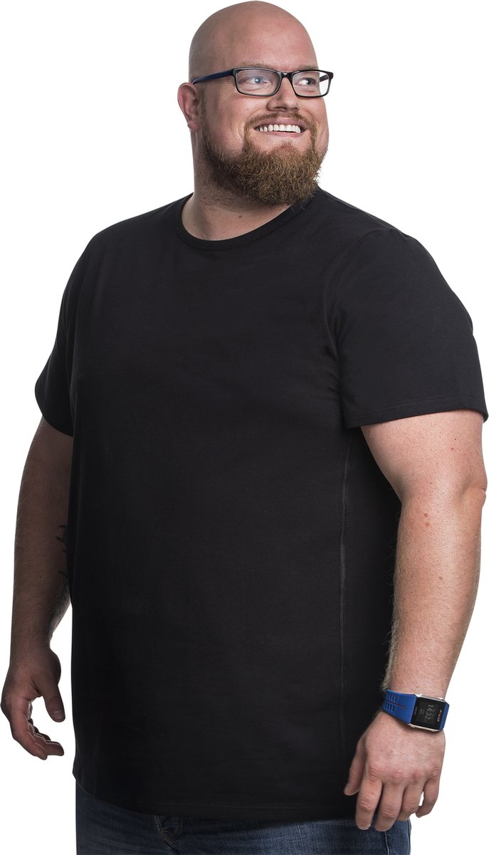 3XL 2pack T-shirt heren ronde-hals zwart | Grote maten ronde hals T-shirt | Buikmaat 129 -137 cm buikomvang | XXXL