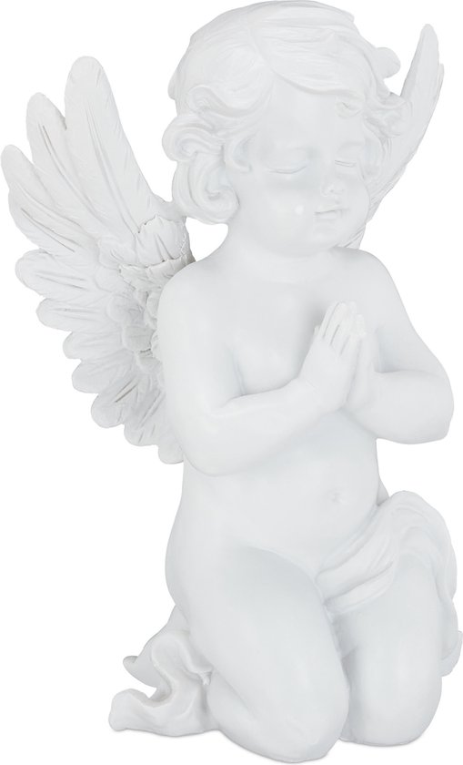 statue de jardin relaxdays ange - décoration de jardin - terrasse - décoration de balcon - ange - blanc