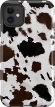 Apple iPhone 11 Hoesje - Extra Stevig Hoesje - 2 lagen bescherming - Met Dierenprint - Koeien Patroon - Donkerbruin