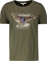 Garcia T-shirt T Shirt Met Pailetten H10209 9982 Olive Night Dames Maat - M