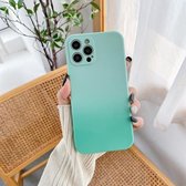 Straight Edge Gradient Hand-feel Paint Shockproof TPU Case voor iPhone 11 Pro (Lake Green)