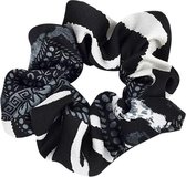 Scrunchie Haarelastiek Dieren Print Zwart Wit Grijs