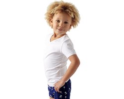Little Label Ondergoed Jongens - T shirt Jongens Maat 98-104 - Wit - Zachte BIO Katoen - 3 Stuks - V-hals basic T shirt jongens - Voordeelset