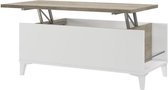 Salontafel met liftblad - Eiken en wit decor - L 100 x D 50/72 x H 42/55 cm