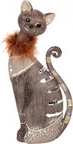 beeld kat 25 x 11 cm keramiek bruin