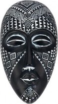 beeldje Masker 24 x 13 x 6 cm polyresin zwart/wit