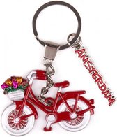 sleutelhanger Amsterdam Fiets 6 cm staal rood/wit