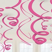 swirlslingers feestdecoratie 12 stuks 55 cm roze