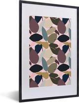 Fotolijst incl. Poster - Tropisch - Bladeren - Roze - 40x60 cm - Posterlijst