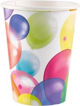 feestbekers Balloons 266 ml papier blauw/rood 8 stuks