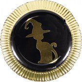 feestborden kat 18 cm karton zwart/goud 8 stuks