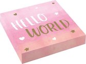 servetten Hello world 33 cm papier roze 16 stuks