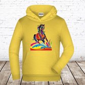 Gele hoodie met paard -James & Nicholson-146/152-Hoodie meisjes