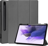 Samsung Tab S7 FE Hoes Luxe Hoesje Book Case Met Uitsparing S Pen - Samsung Galaxy Tab S7 FE Hoes Cover 12,4 inch - Grijs