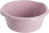 Kunststof plastic afwas teiltje/afwasbak rond 15 liter zacht roze - Diameter 42 cm x Hoogte 17 cm - Schoonmaak/huishouden