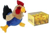 Pluche kippen/hanen knuffel van 20 cm met 6x stuks mini kuikentjes 5 cm - Paas/pasen decoratie