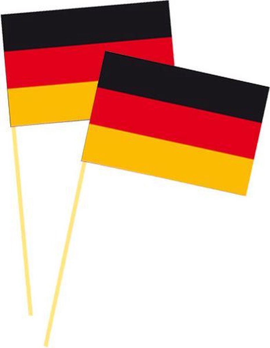 Cocktailprikkers Duitsland - 100x stuks - 10 cm - Duitse vlag prikkers - Duitsland feestartikelen en tafel versiering